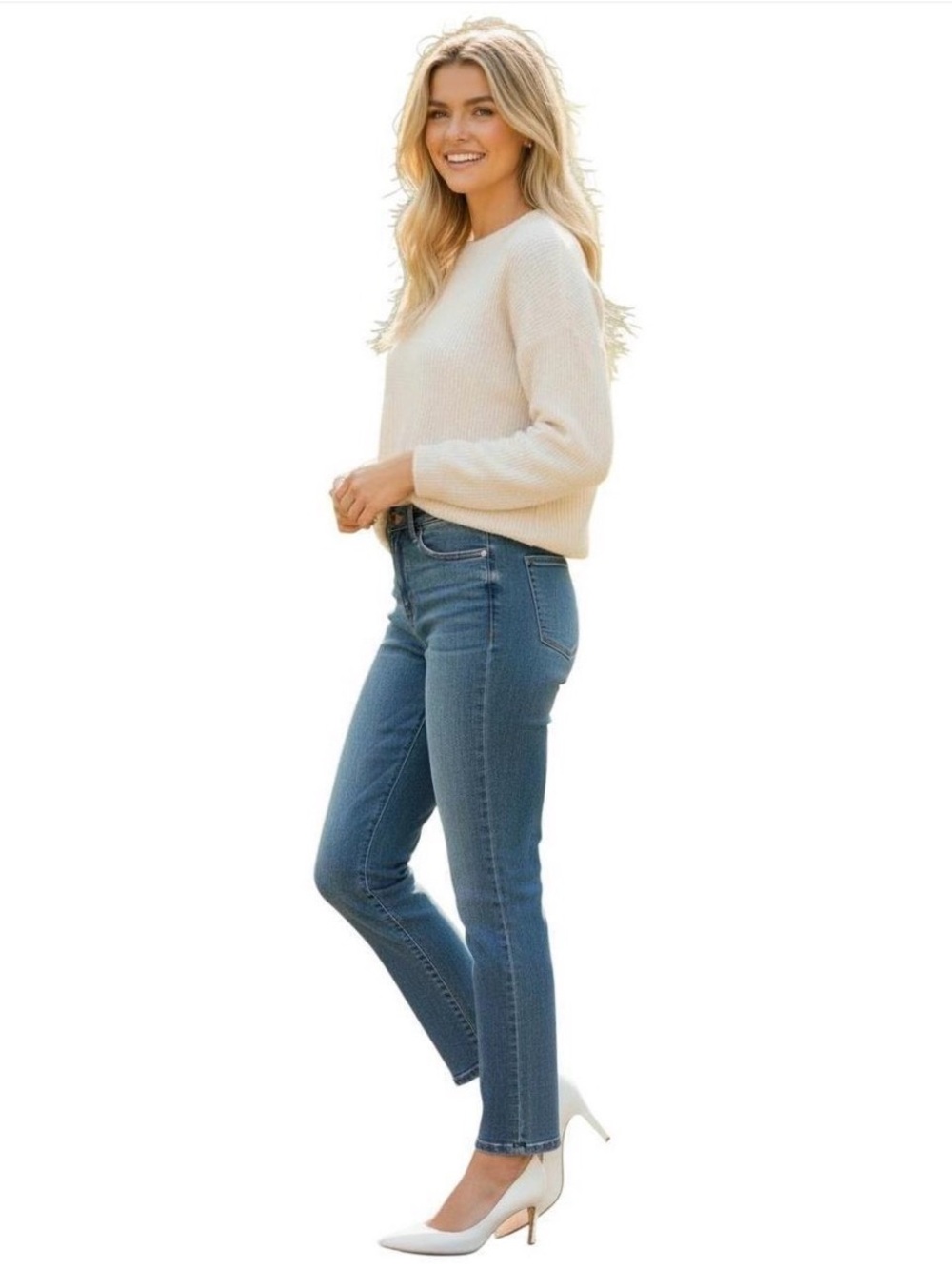 pistola Amaya Straight-Leg High-Rise Jeans in Medium Blue